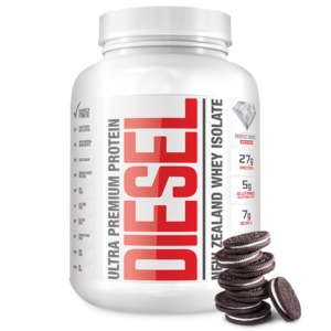 Diesel New Zealand Whey Isolate Protein - Cookies 'n Cream. DIESEL NEW ZEALAND WHY ISOLATE PROTEIN IS VEGETARIAN, UNDENATURED, NON GMO, NO MSG, MADE WITH NATURAL INGREDIENTS AND IT'S FREE OF BANNED SUBSTANCE, LACTOSE, GLUTEN, ASPARTAME, AND NUT.