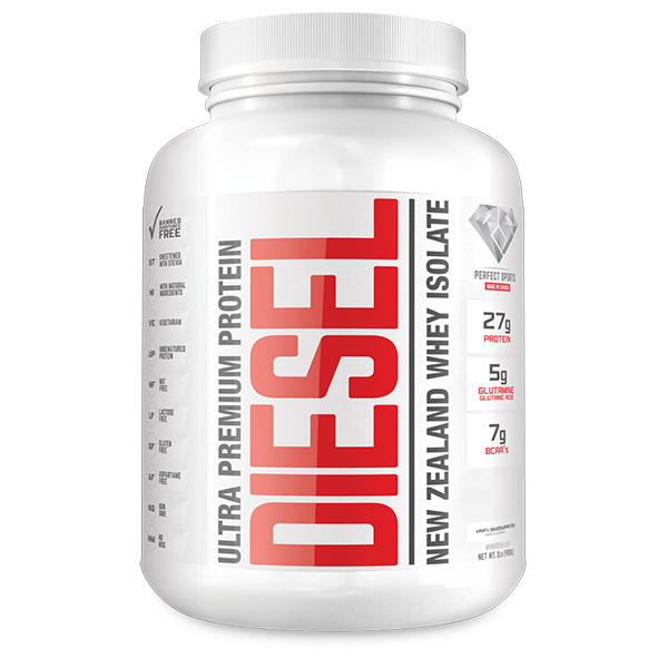 Diesel New Zealand Whey Isolate Protein - Unflavoured. DIESEL NEW ZEALAND WHY ISOLATE PROTEIN IS VEGETARIAN, UNDENATURED, NON GMO, NO MSG, MADE WITH NATURAL INGREDIENTS AND IT'S FREE OF BANNED SUBSTANCE, LACTOSE, GLUTEN, ASPARTAME, AND NUT.