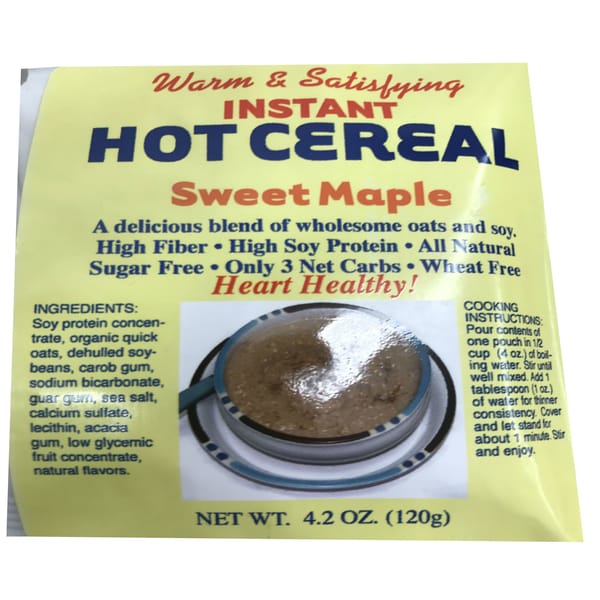 Dixie USA Carb Counters Low Carb Sweet Maple Instant Hot Cereal Breakfast Cereal 4.2 oz. All natural, Wheat Free, Low carb, High Soy Protein Heart Healthy.