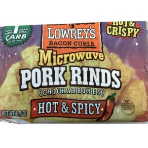 Lowrey's Bacon Curls Microwave Pork Rinds Hot & Spicy 1.75oz. Low Carb, High Protein