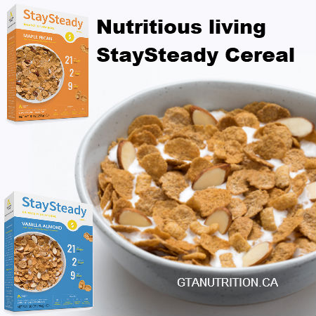 Nutritious living StaySteady Cereal Maple Pecan 283g. High Protein, High Fiber, Zero Cholesterol, Low Fat/No Trans Fat
