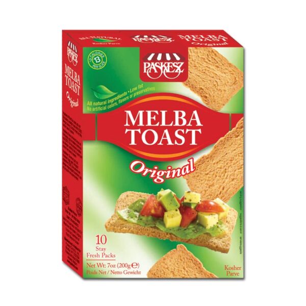 Paskesz Melba Toast Original 200g. Kosher, All natural Ingredients, No Artificial Colors, Flavors or Preservatives