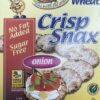Shibolim Whole Wheat Crisp Snax Crackers Onion 170g. Kosher, No Fat Added, SugarFree