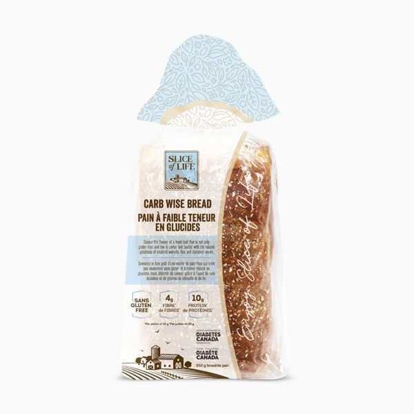 Slice of Life Carb Wise Bread 550g. A wise choice for a balanced diet, Gluten Free, High in Protein, High-Fiber, No Sugar
