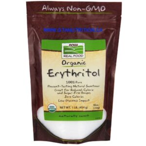 Erythritol Organic Zero Calories Sweetener 454g. Organic, Non GMO, Sugar Free, Dairy Free, Egg Free, Low Sodium, Nut Free, Vegan, Vegetarian, Kosher