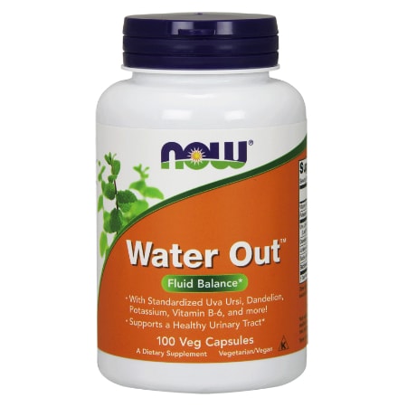 Now Water Out Fluid Balance 100 Veg Capsules. A Dietary Supplement, Nut Free, Soy Free, Non GMO,  Egg Free, Dairy Free, Sugar Free, Low Sodium, Vegan/Vegetarian,  Kosher