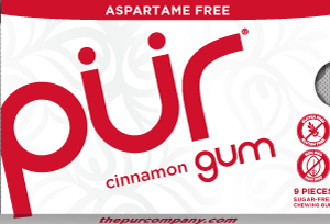PUR Gum Aspartame Free Cinnamon Sugar Free All-natural Flavors Allergen Free Vegan Non-GMO