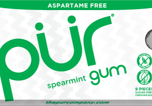 PUR Gum Aspartame Free Spearmint Sugar Free All-natural Flavors Allergen Free Vegan Non-GMO