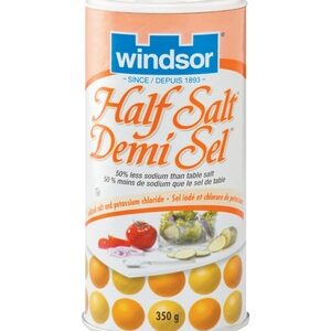 Windsor Half Salt 350g. Great flavour with reduced sodium, 50% less Sodium Than Table Salt, Kosher