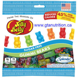 Jelly Belly Sugar Free Gummi Bears 80g Fat Free, Gluteen Free, Peanut Free, Low Carb, Kosher and Sweetened With Splenda