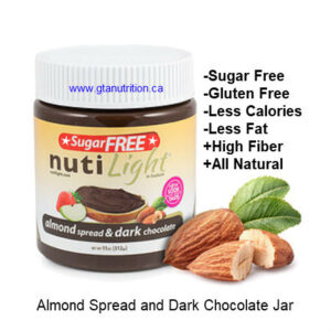 NutiLight Spread Sugar Free Almond and Dark Chocolate 312g | Low Carb, Less Calories, Less Fat, Sugar Free, Gluten Free, Soy Free, NON GMO and Kosher
