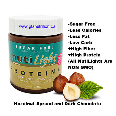 NutiLight Spread Sugar Free Protein+ Hazelnut and Dark Chocolate 312g | Low Carb, Less Calories, Less Fat, Sugar Free, Gluten Free, Soy Free, NON GMO, Vegan and Kosher