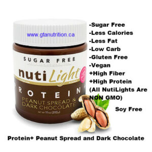 NutiLight Spread Sugar Free Protein+ Peanut and Dark Chocolate 312g | Low Carb, Less Calories, Less Fat, Sugar Free, Gluten Free, Soy Free, NON GMO, Vegan and Kosher