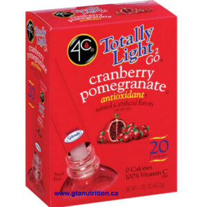 4C Totally Light 2 Go Cranberry Pomegranate Drink Mix Stix 20 pk. Zero Calories, Zero Carbs, Sugar Free, Low Sodium