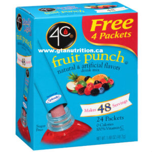 4C Totally Light 2 Go Fruit Punch Drink Mix Stix 24 pk.. No Calories, Zero Carbs, Sugar Free, Low Sodium