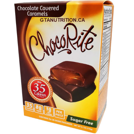 ChocoRite Value Pack Chocolate Covered Caramels Box of 6 - 24g bars | 35 Calories per one piece, 2g Fat Each! Only 70 calories and 2 net carbs per package! Great for all diets including Keto, Weight Watchers, South Beach, Atkins and Dr. Poon Diet! - Kosher