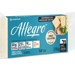 Agropur Allegro Cheese Herb & Spice 270g l Lactose free, Rich in protein, Source of calcium, New improve taste, 9% Milk fat, Quality milk...