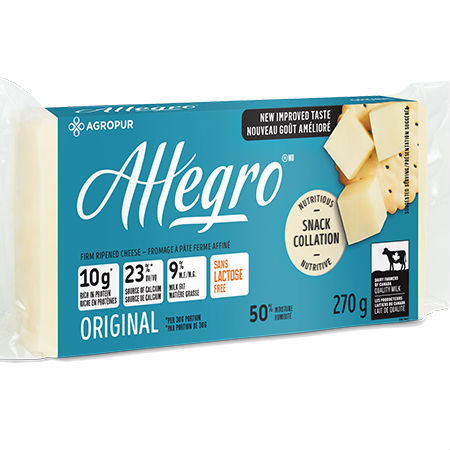 Agropur Allegro Cheese Original 270g l Lactose free, Rich in protein, Source of calcium, New improve taste, 9% Milk fat, Quality milk...