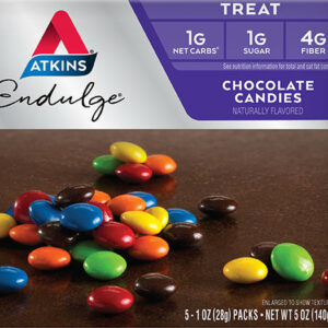 Atkins Endulge – Chocolate Candies Rich and smooth chocolate dipped in a candy shell that will satisfy your sweet tooth.