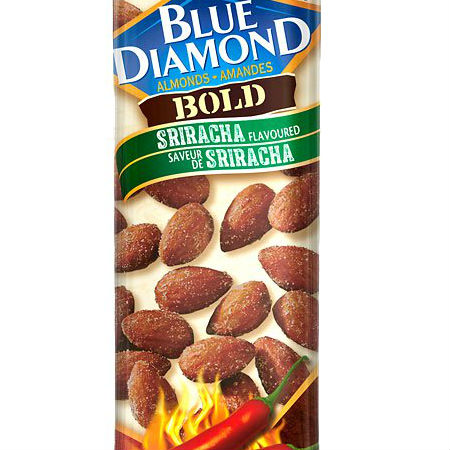 Blue Diamond Smart Snacking Sriracha 43g. Fans of the bold, complex flavours of Sriracha hot sauce can now experience that tangy heat on Blue Diamond