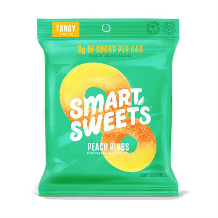 Smart Sweets Tangy Peach Rings Free From Sugar Alcohol 50g | Kick Sugar Keep Candy.. Every ingredient they use is non-GMO.