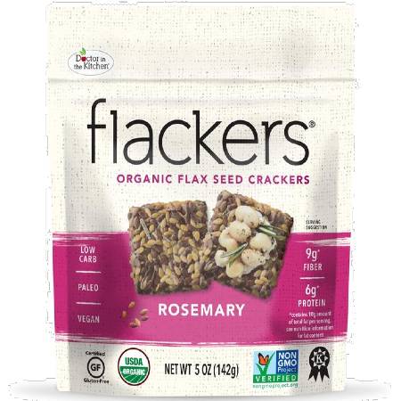 Doctor in the Kitchen Organic Flax Seed Flackers Rosemary 142g. Organic, Non GMO, Paleo, Vegan, High in protein and fiber.