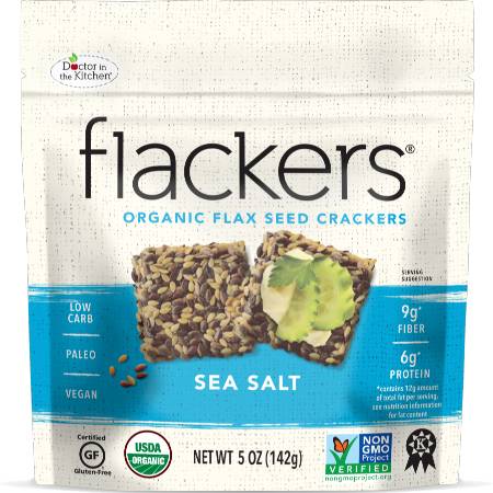 Doctor in the Kitchen Organic Flax Seed Flackers Sea Salt 142g. Organic, Non GMO, Paleo, Vegan, High in protein and fiber.