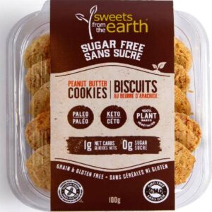 Sweets From The Earth Sugar Free Cookies Peanut Butter 100g . Keto friendly, low carb, High protein, gluten free, Non GMO, Paleo friendly...